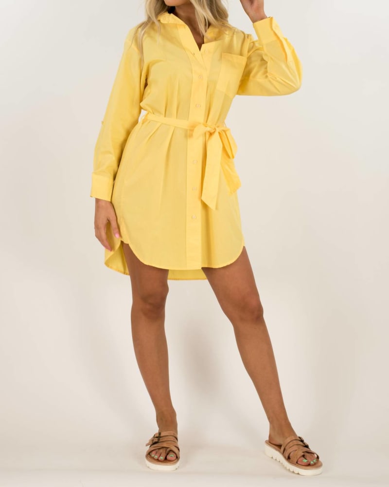 Front of a model wearing a size LARGE Alisa Sun Dress in Sunray in Sunray by young fabulous & broke. | dia_product_style_image_id:339307